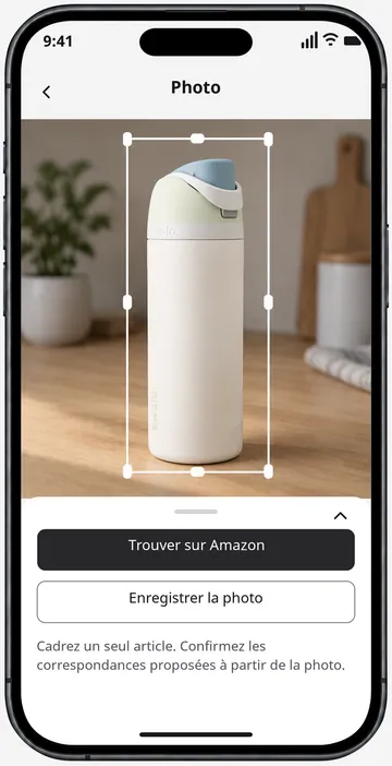 Photo d’une bouteille prête pour une recherche Amazon explicite